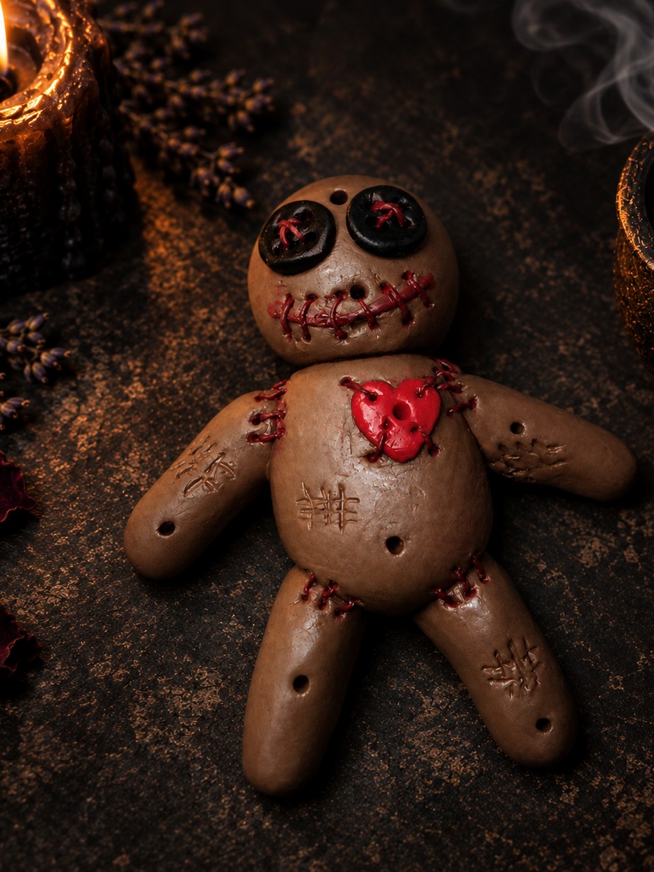 Voodoo Doll Incense Burner, tan
