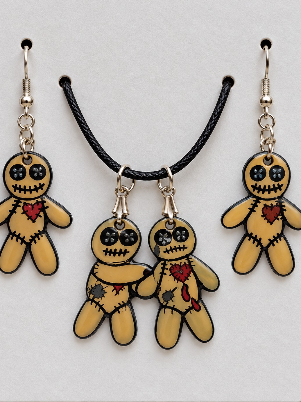 Voodoo Doll Earring and Necklace Set